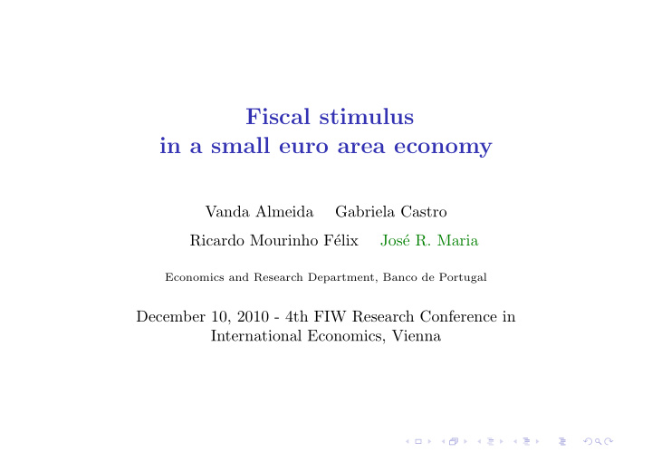 fiscal stimulus in a small euro area economy
