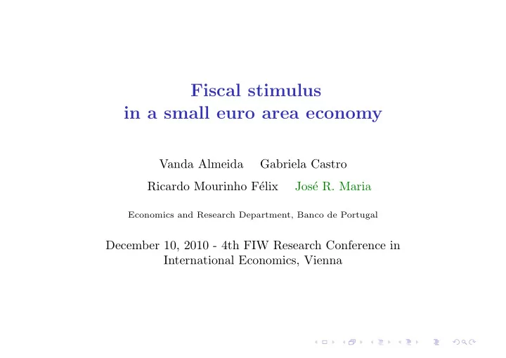 fiscal stimulus in a small euro area economy