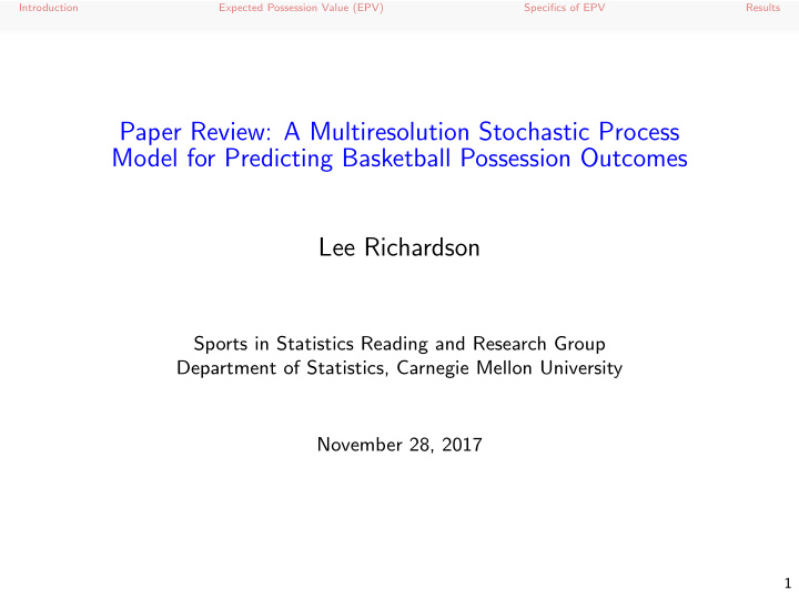 paper review a multiresolution stochastic process model