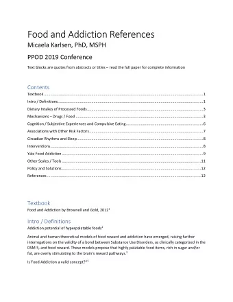 Food and Addiction References  Micaela Karlsen, PhD, MSPH  PPOD 2019 Conference Text blocks are