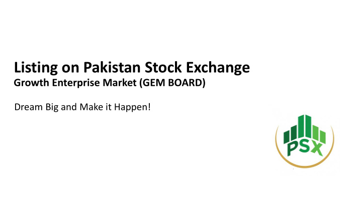 listing on pakistan stock exchange