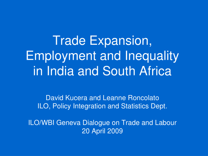 trade expansion employment and inequality in india and