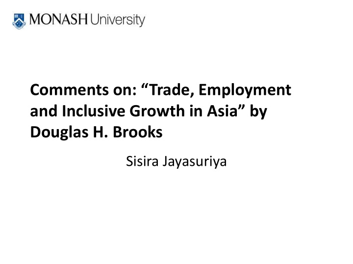 comments on trade employment and inclusive growth in asia