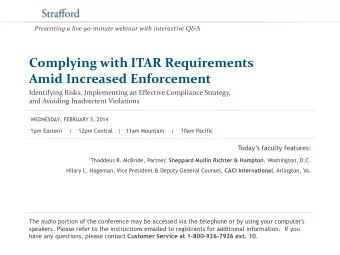 Complying with ITAR Requirements  Amid Increased Enforcement  Identifying Risks, Implementing an