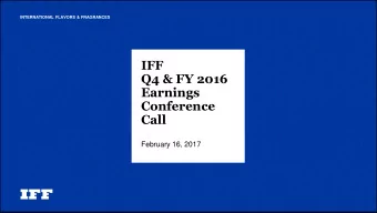 Earnings  Conference  Call February 16, 2017  Cautionary Statement Statements made in this