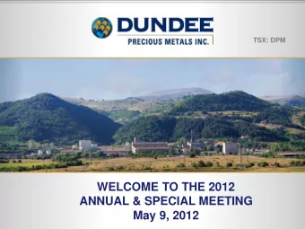 May 9, 2012 CHAIRMANS AGENDA WILLIAM WILSON  CHAIRMAN OF THE BOARD  Opening Remarks