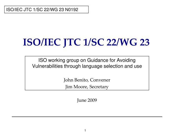 iso iec jtc 1 sc 22 wg 23