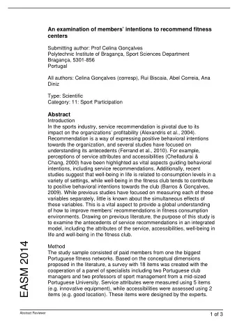 EASM 2014  Method  The study sample consisted of paid members from one the biggest  Portuguese