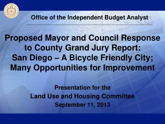 Proposed Mayor and Council Response  to County Grand Jury Report: San Diego  A Bicycle Friendly