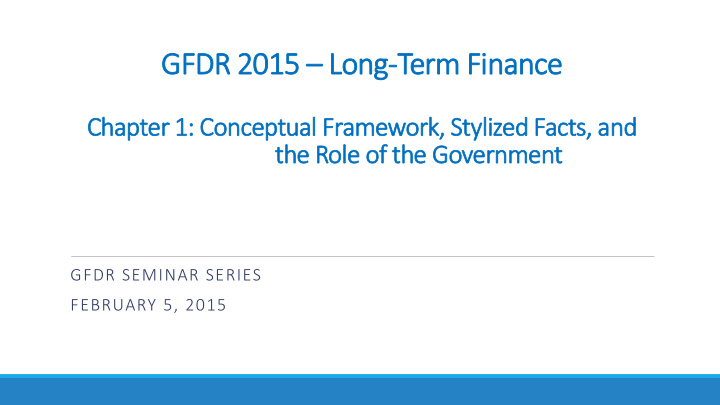 gfdr seminar series february 5 2015 objectives explain