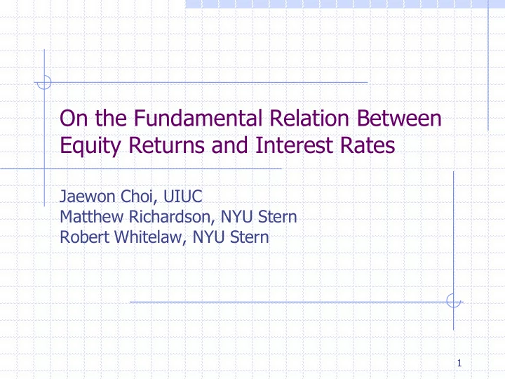 on the fundamental relation between equity returns and