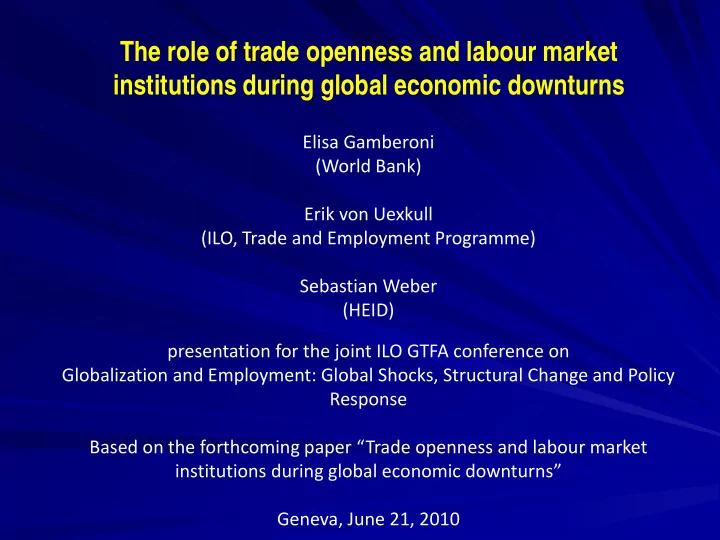 the role of trade openness and labour market institutions
