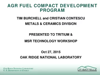 AGR FUEL COMPACT DEVELOPMENT  PROGRAM  TIM BURCHELL and CRISTIAN CONTESCU  METALS &amp; CERAMICS