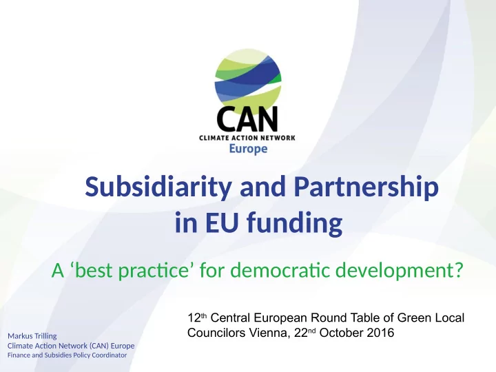 subsidiarity and partnership in eu funding
