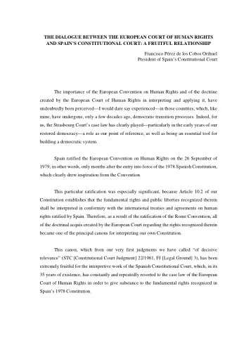 THE DIALOGUE BETWEEN THE EUROPEAN COURT OF HUMAN RIGHTS AND SPAINS CONSTITUTIONAL COURT: A