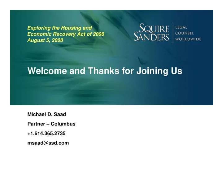 welcome and thanks for joining us