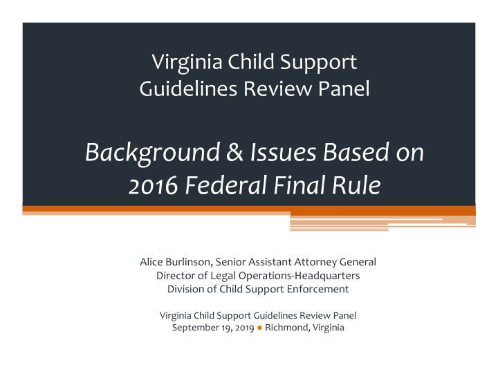 background issues based on 2016 federal final rule