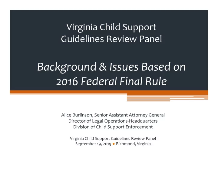 background issues based on 2016 federal final rule
