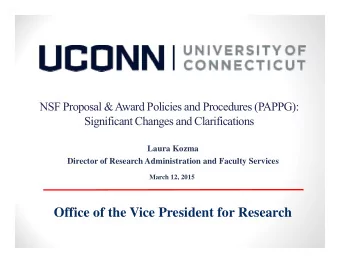 Office of the Vice President for Research  Overview  Effective December 26, 2014