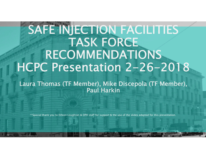safe injection facilities safe injection facilities task