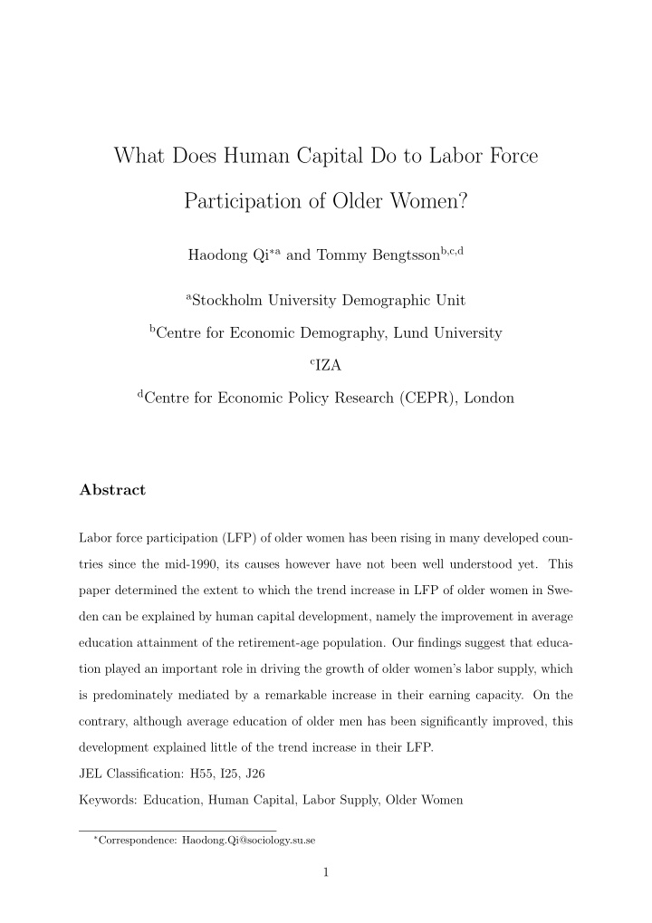 what does human capital do to labor force participation