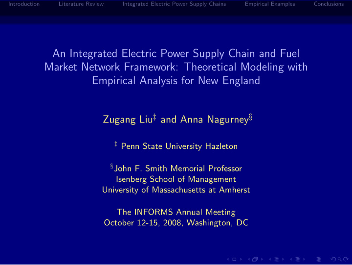 an integrated electric power supply chain and fuel market