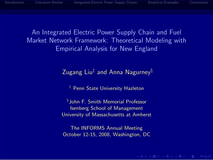 an integrated electric power supply chain and fuel market