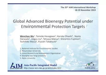 Background Bioenergy and climate mitigation:  Stringent climate targets difficult to achieve