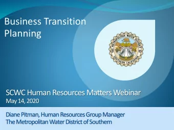 Business Transition  Planning  SCWC Human Resources Matters Webinar  May 14, 2020  Diane Pitman,