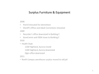 Surplus Furniture &amp; Equipment  2008  Post 8 relocated for demolition    Sheriffs Office