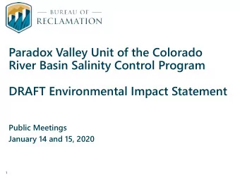 Paradox Valley Unit of the Colorado  River Basin Salinity Control Program  DRAFT Environmental