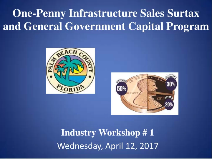 industry workshop 1 wednesday april 12 2017 one penny