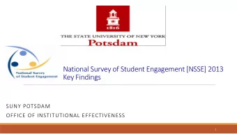 National Survey of Student Engagement [NSSE] 2013  Key Findings  SUNY POTSDAM  OFFICE OF