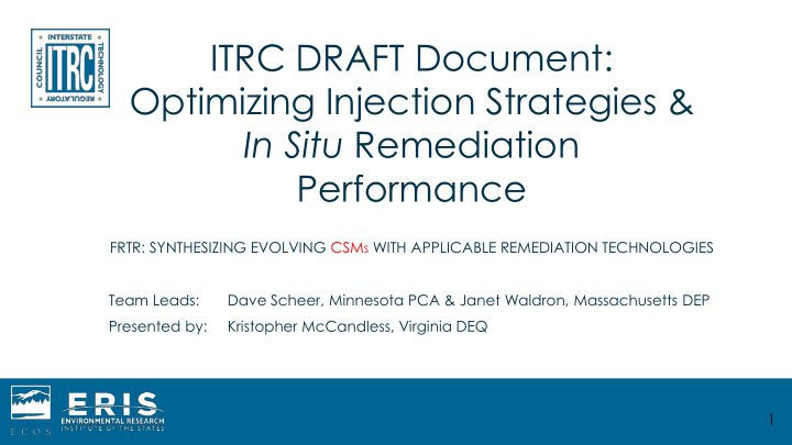 itrc draft document optimizing injection strategies amp