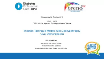 Injection Technique Matters with Lipohypertrophy  Live Demonstration  Debbie Hicks  MSc, BA,