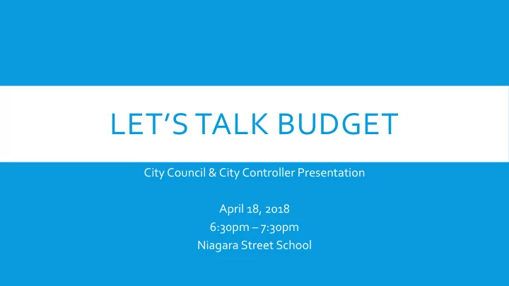 let s talk budget