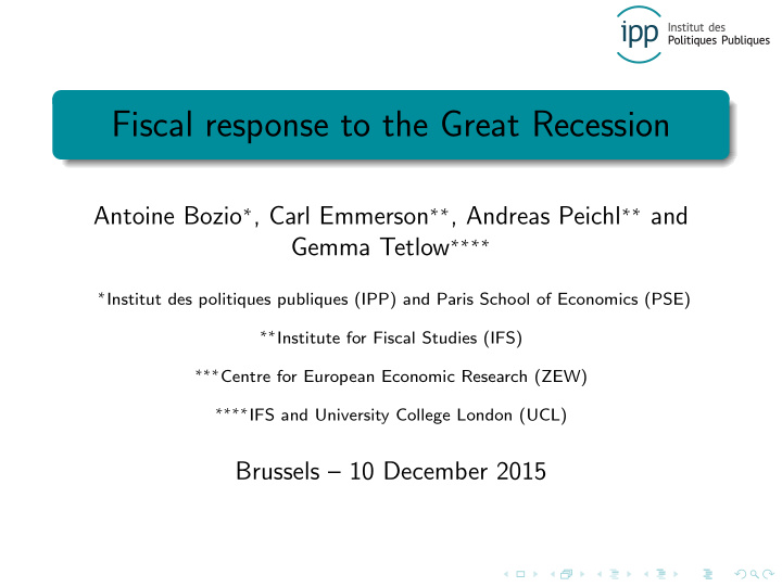 fiscal response to the great recession