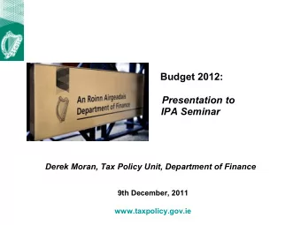 Overview    Fiscal Adjustment - a multi-annual perspective    Cumulative impact of policy