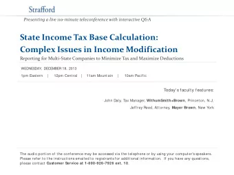 State Income Tax Base Calculation:  Complex Issues in Income Modification  Reporting for