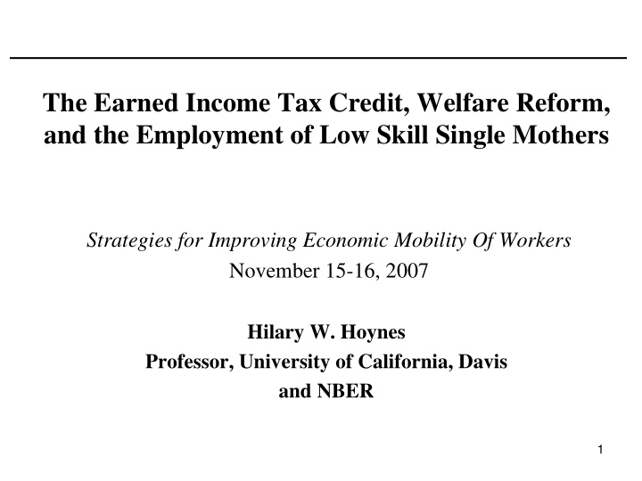 the earned income tax credit welfare reform and the
