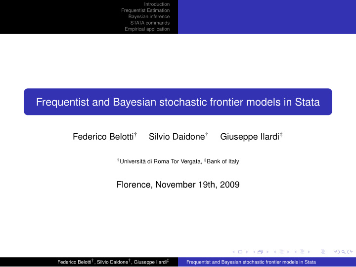 frequentist and bayesian stochastic frontier models in