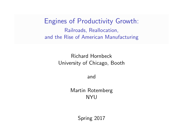 engines of productivity growth