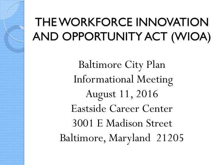 baltimore city plan informational meeting august 11 2016