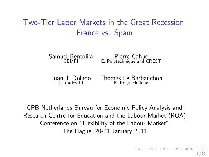 two tier labor markets in the great recession france vs