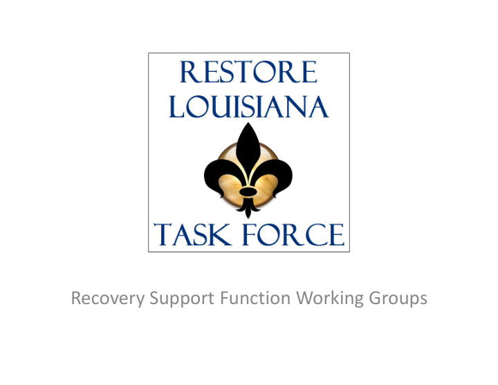recovery support function working groups recovery support