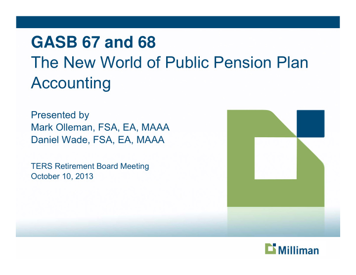 gasb 67 and 68 the new world of public pension plan