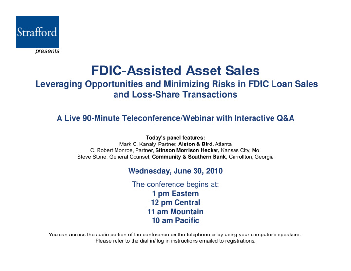 fdic assisted asset sales