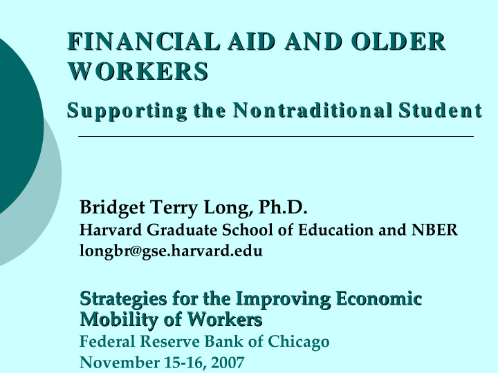 financial aid and older financial aid and older workers