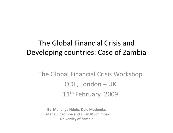 the global financial crisis and developing countries case