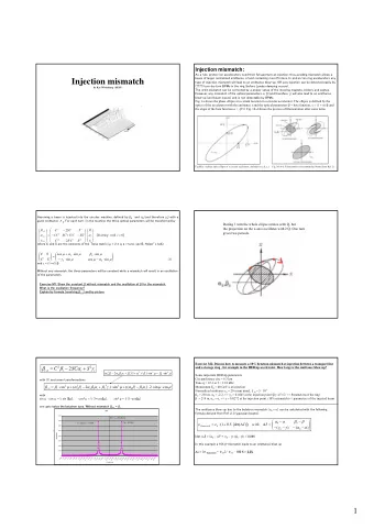 Injection mismatch  type of injection mismatch will lead to an emittance blow-up. Off axis